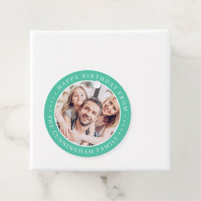 Happy Birthday Classic Simple Family Foto Geschenkanhänger (Beispiel)