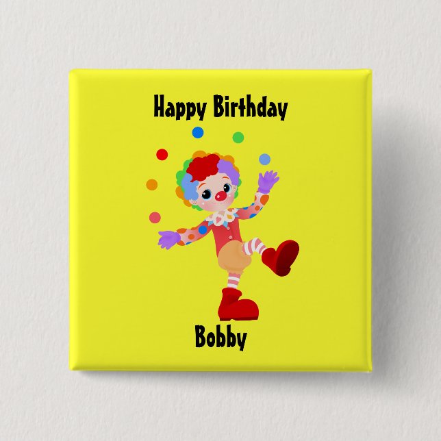 Happy Birthday Clown Button Button (Vorderseite)
