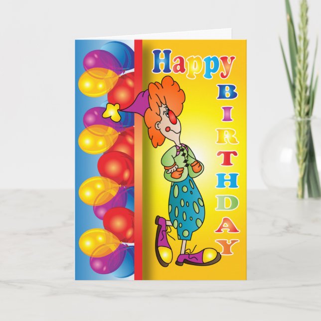 Happy Birthday Clown Karte (Vorderseite)