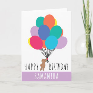 Happy Birthday Colorful Ballon Teddy Bären Name Karte