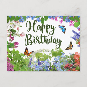 Happy Birthday Colorful Blume Botanischer Garten Postkarte