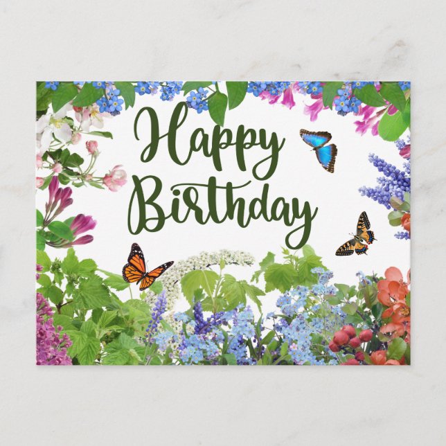 Happy Birthday Colorful Blume Botanischer Garten Postkarte (Vorderseite)