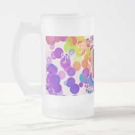 Happy Birthday Colorful Bokeh Pink Foto Jumbo Mattglas Bierglas