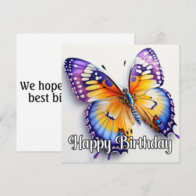 Happy Birthday Colorful Butterfly Artwork (Vorne/Hinten)