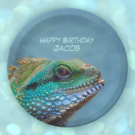 Happy Birthday Colorful Iguana Pappteller