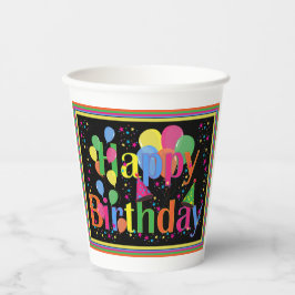 Happy Birthday Colorful Pappbecher