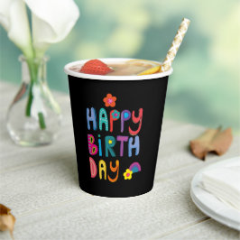 Happy Birthday Colorful Pappbecher