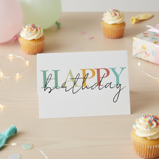 Happy Birthday Colorful Simple Karte (Von Creator hochgeladen)