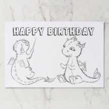 Happy Birthday Coloring Dragons