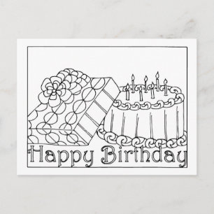 Happy Birthday Coloring Postcard Postkarte