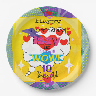 Happy Birthday Comic Book Look Custom Paper Plate Pappteller