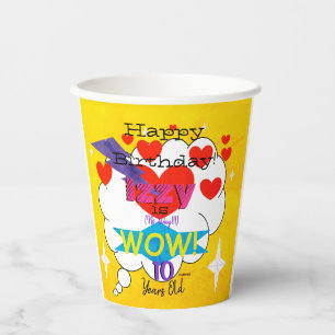 Happy Birthday Comic Book Look Paper Cups HAMbWG Pappbecher
