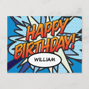HAPPY BIRTHDAY Comic-Book-Pop-Art Postkarte