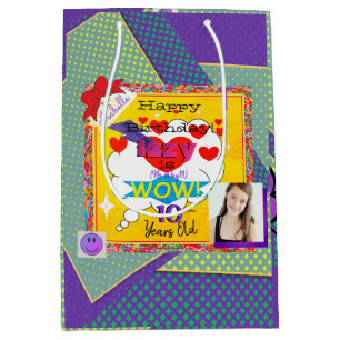 Happy Birthday Comic Look Geschenktasche HAMbWG Mittlere Geschenktüte