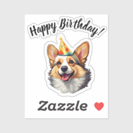 Happy Birthday cone Corgi Aufkleber