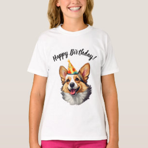 Happy Birthday cone Corgi T-Shirt