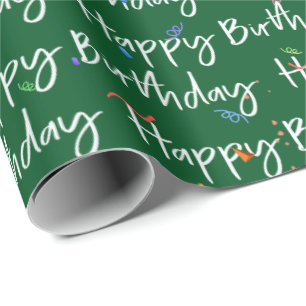 Happy Birthday Confetti auf Green Geschenkpapier