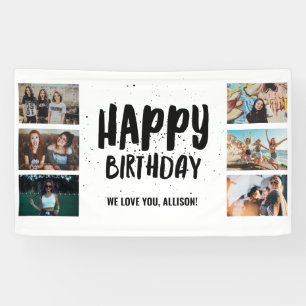 Happy Birthday Confetti Foto Collage Party Banner