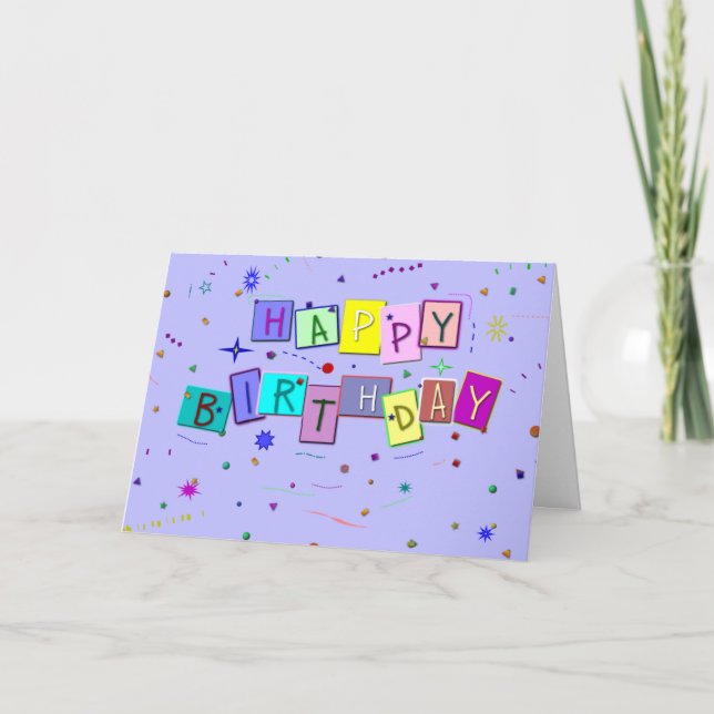 Happy Birthday Confetti Karte (Vorderseite)