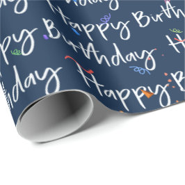Happy Birthday Confetti über das Papier zum Wrappi Geschenkpapier