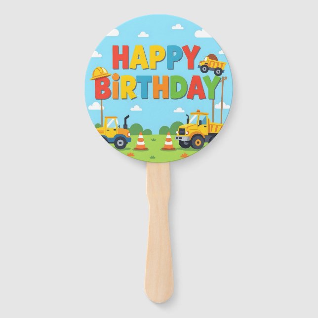 Happy birthday construction builder theme fächer (Vorderseite)