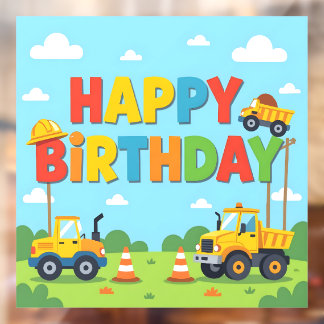 Happy birthday construction builder theme fensteraufkleber