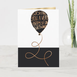 Happy Birthday Cool Black Balloon Gold Typografie Karte