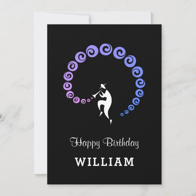 Happy Birthday Cool Jazz Musiker Blue Lilac Card (Vorderseite)