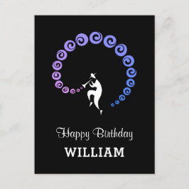 Happy Birthday Cool Jazz Musiker Blue Lilac Postkarte