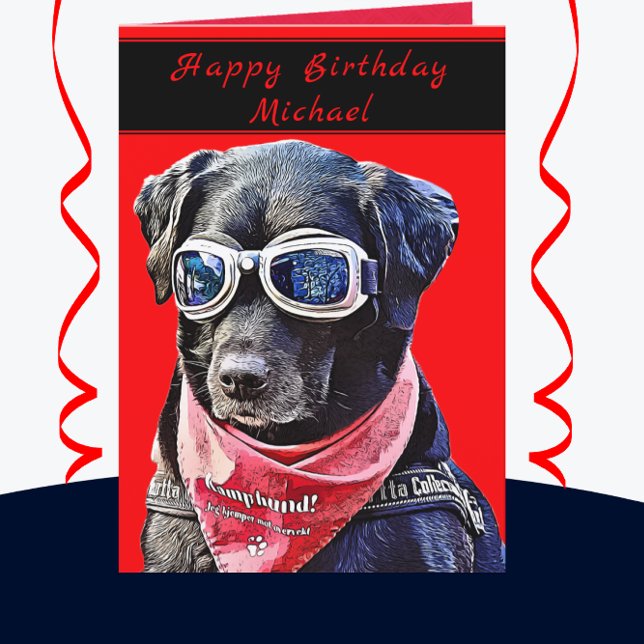 Happy Birthday Cool Typ Black Lab Hundkarte Karte (Von Creator hochgeladen)