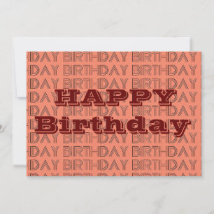Happy BIrthday Coral und Brown geometrischen Muste Karte