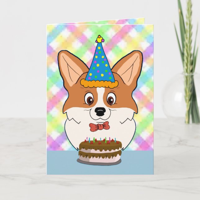 Happy Birthday Corgi Cartoon Karte (Vorderseite)