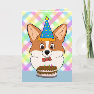 Happy Birthday Corgi Cartoon Karte