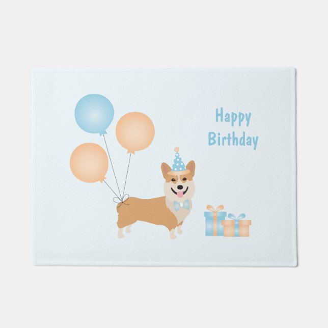 Happy Birthday Corgi Dog Fußmatte (Vorderseite)