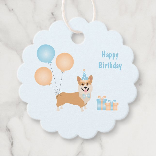 Happy Birthday Corgi Dog Geschenkanhänger (Vorderseite)