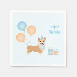 Happy Birthday Corgi Dog Serviette