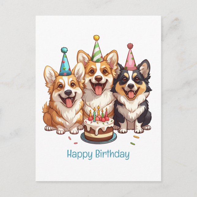 Happy Birthday Corgi Dogs Postkarte (Vorderseite)