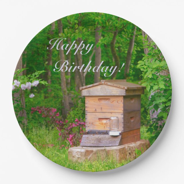 Happy Birthday Country Beehive Pappteller (Vorderseite)