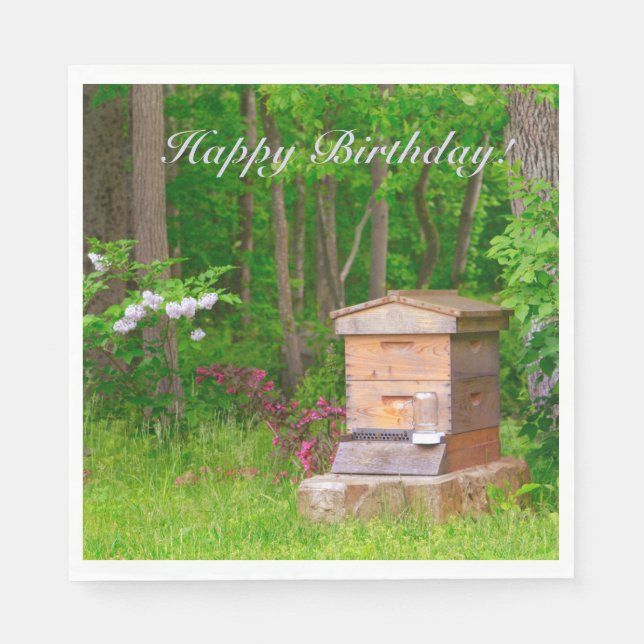 Happy Birthday Country Beehive Serviette (Vorderseite)