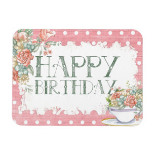 Happy Birthday Country Pink Polka Dot Gift Magnet