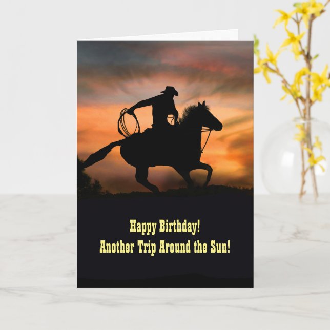 Happy Birthday Country Western Cowboy Karte (Gelbe Blume)