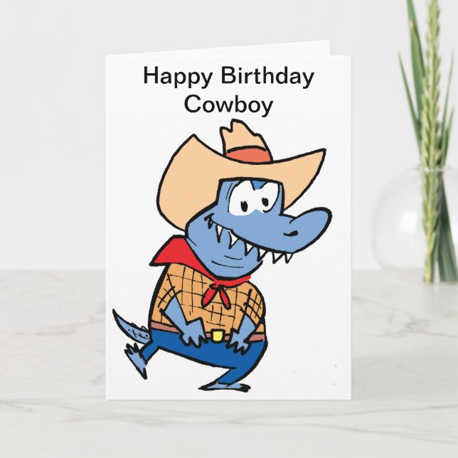 Happy Birthday Cowboy Cartoon Card Karte (Vorderseite)