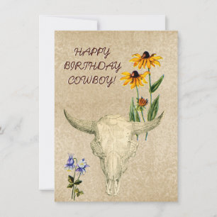 HAPPY BIRTHDAY COWBOY OLD WEST SKULCARD KARTE