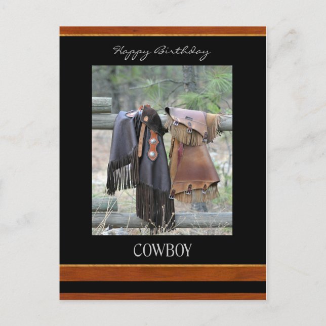 Happy Birthday Cowboy Postcard Postkarte (Vorderseite)