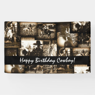 Happy Birthday Cowboy Rodeo Western Thema Party Banner