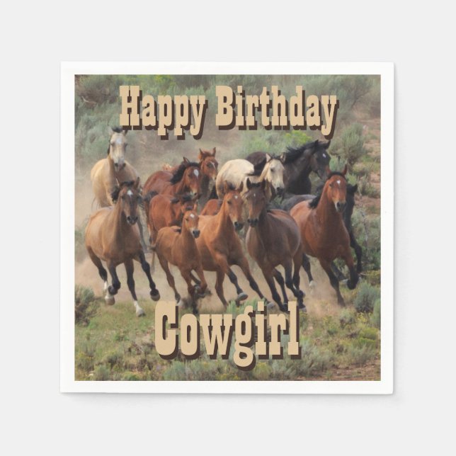 Happy Birthday Cowgirl Serviette (Vorderseite)