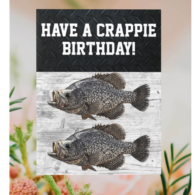 Happy Birthday Crappie Fishing Angler Custom Karte (A funny crappie fishing themed birthday card with a pun.)