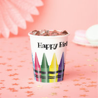 Happy Birthday Crayons Child's Party Paper Cups