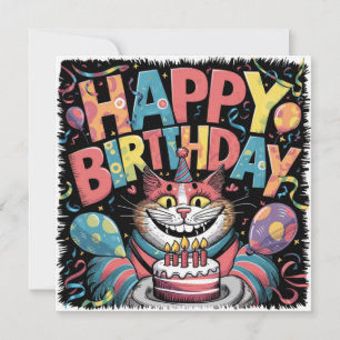 Happy Birthday Crazy Cat Card Feiertagskarte