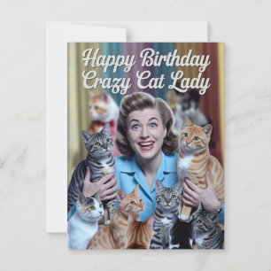 Happy Birthday Crazy Cat Lady Postkarte